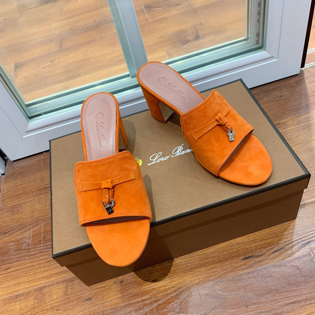 Summer Charms Mules 80 Orange Suede Pink Lambskin