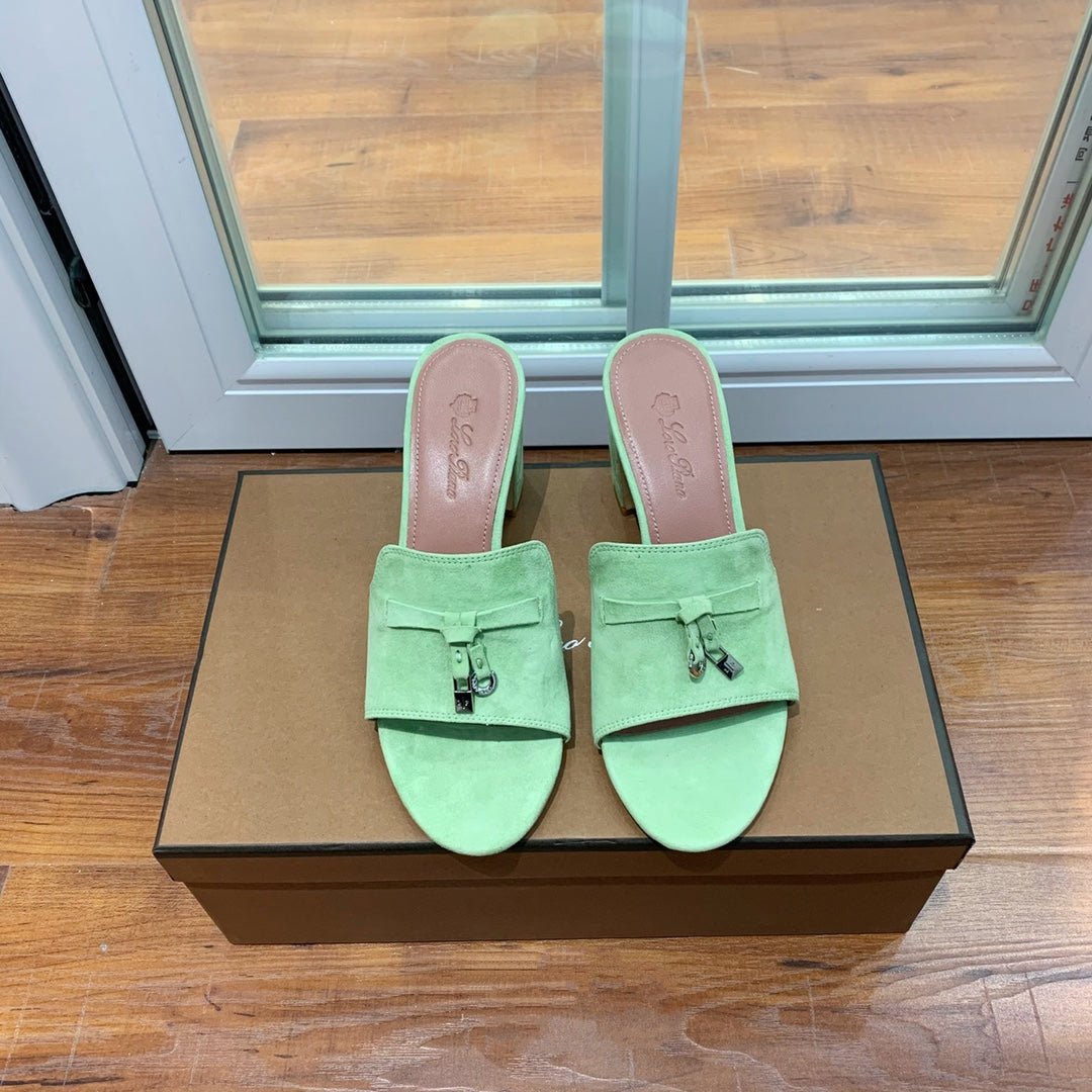 Summer Charms Mules 80 Lime Suede Pink Lambskin