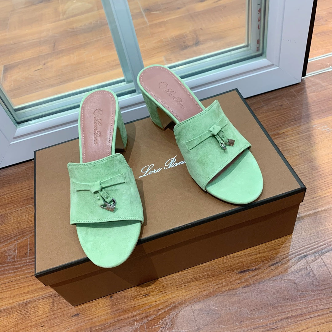 Summer Charms Mules 80 Lime Suede Pink Lambskin