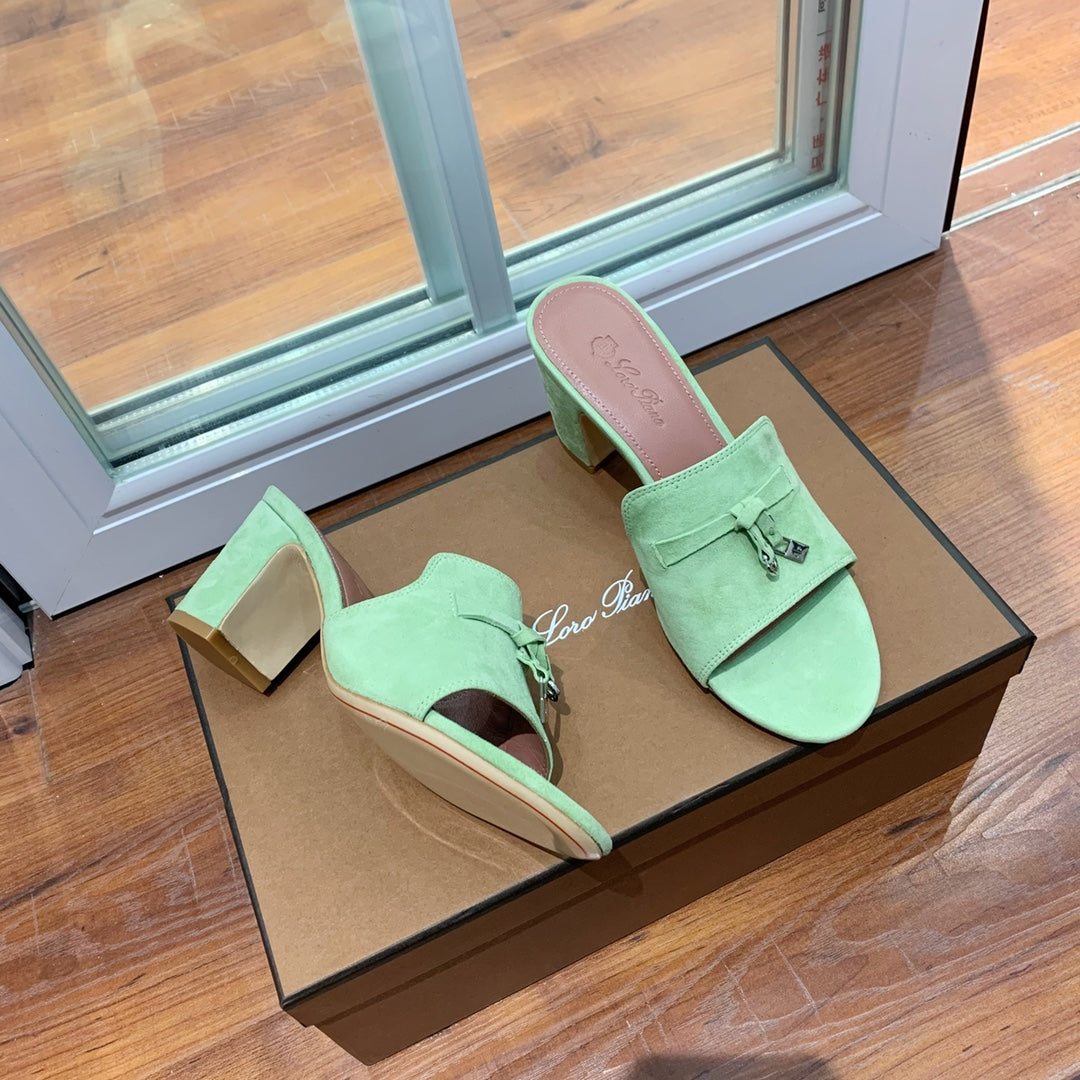 Summer Charms Mules 80 Lime Suede Pink Lambskin