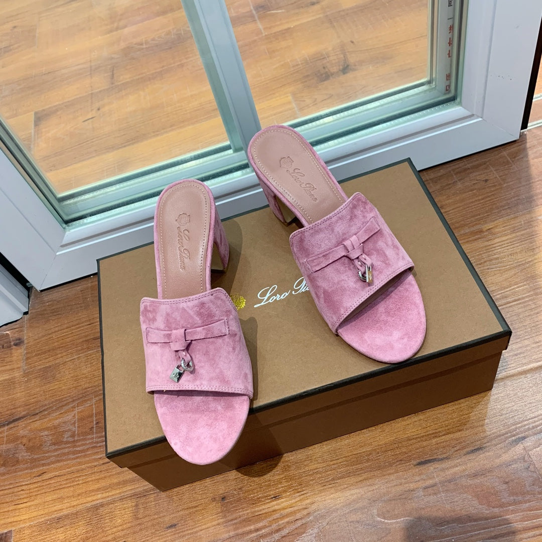 Summer Charms Mules 80 Pink Suede Pink Lambskin