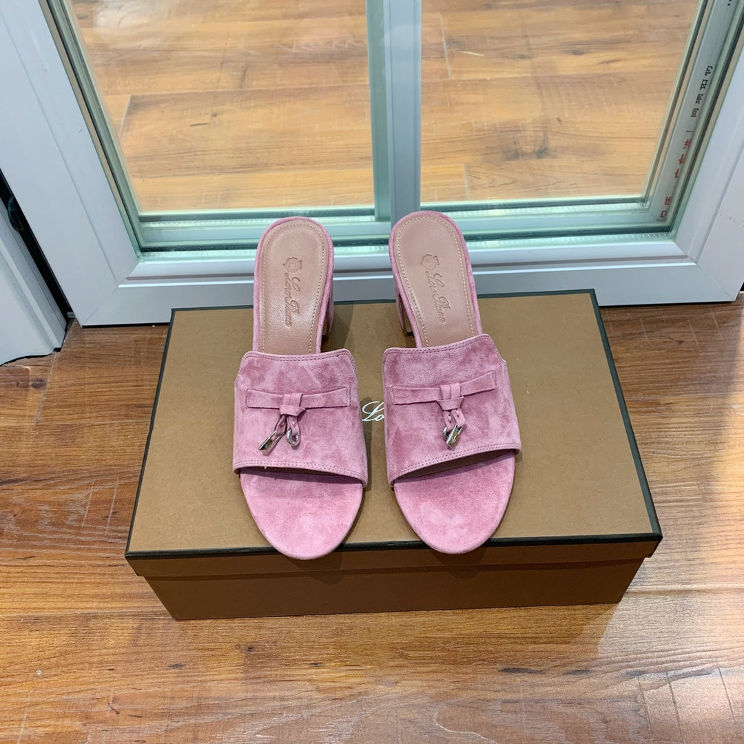 Summer Charms Mules 80 Pink Suede Pink Lambskin