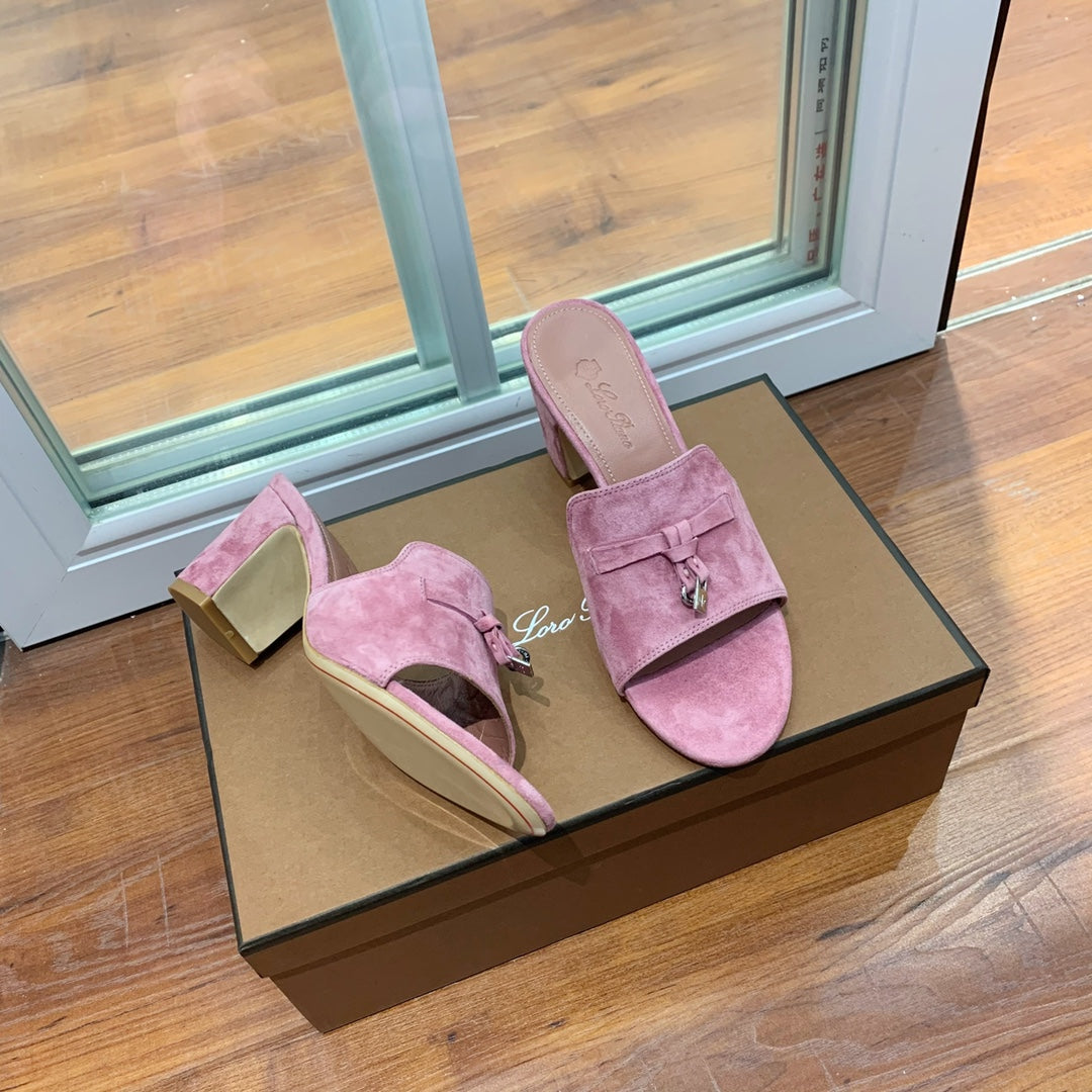 Summer Charms Mules 80 Pink Suede Pink Lambskin