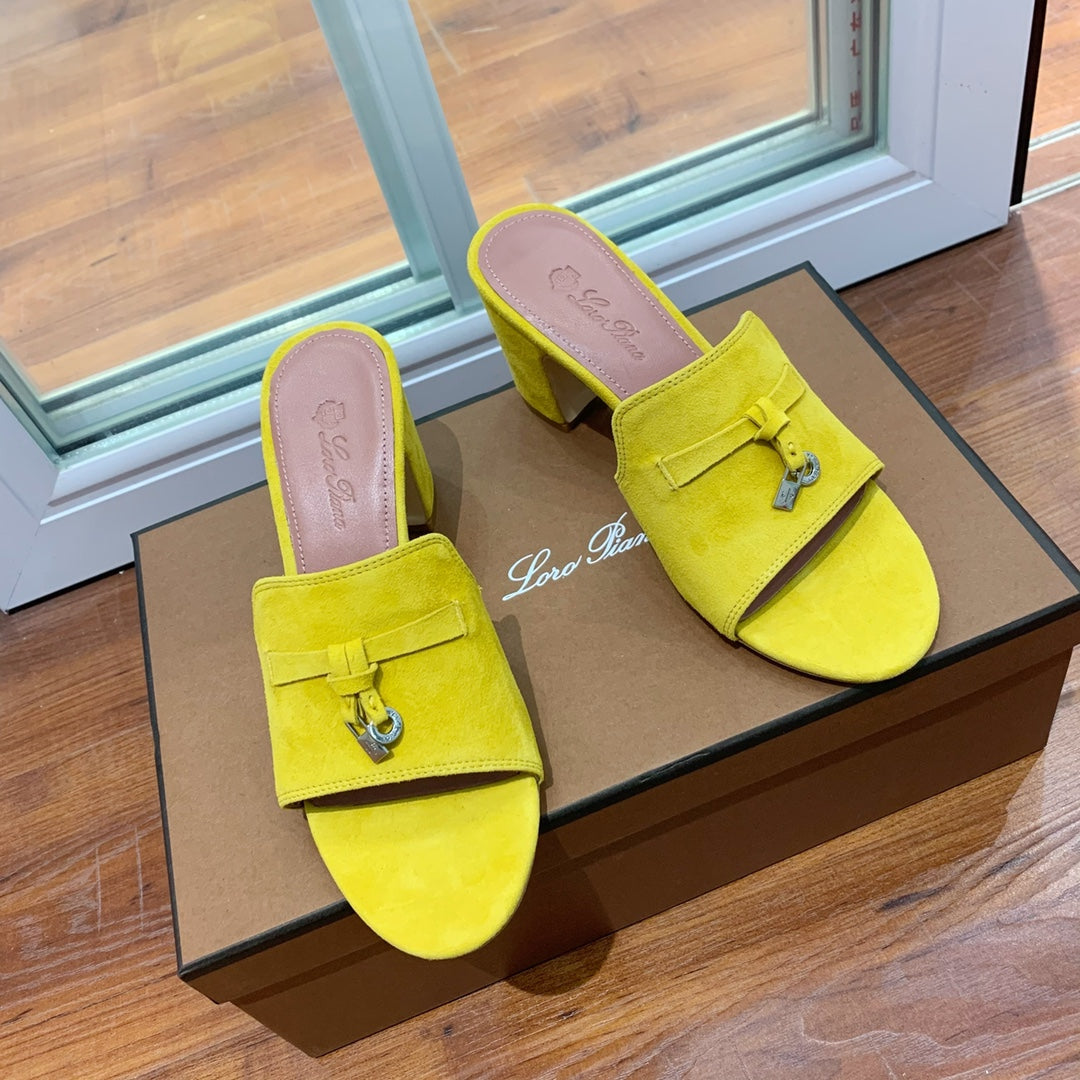 Summer Charms Mules 80 Yellow Suede Pink Lambskin