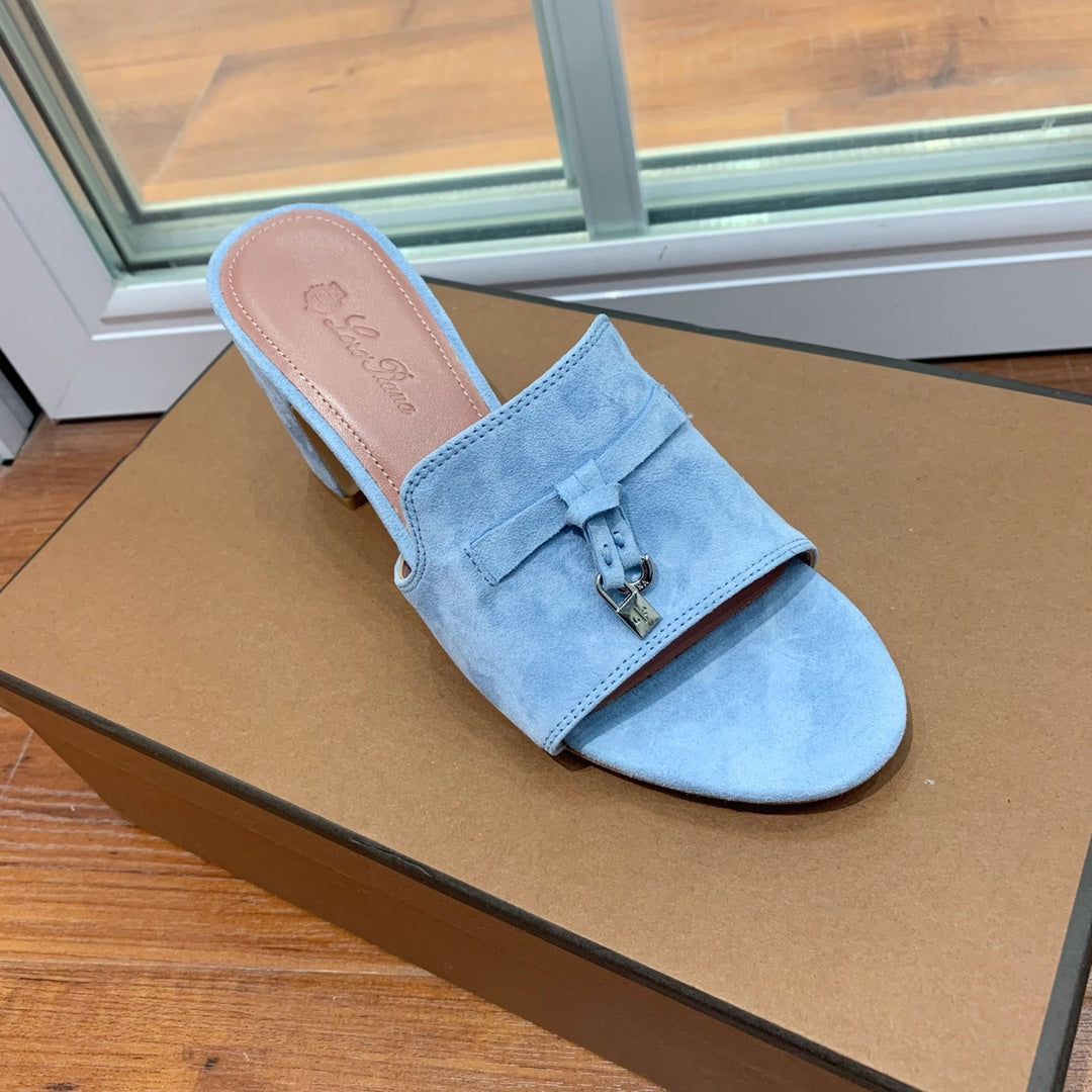 Summer Charms Mules 80 Sky Blue Suede Pink Lambskin