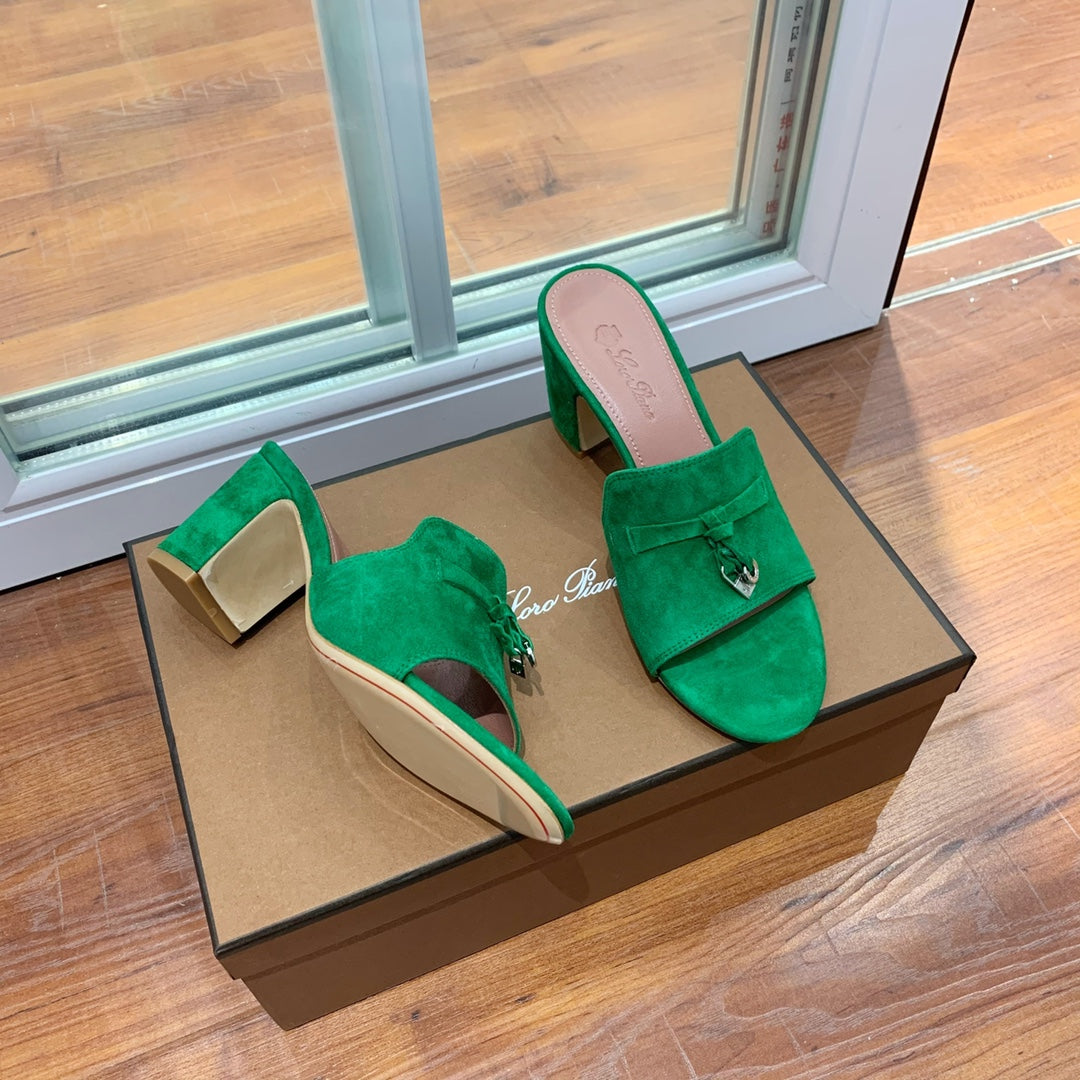 Summer Charms Mules 80 Green Suede Pink Lambskin