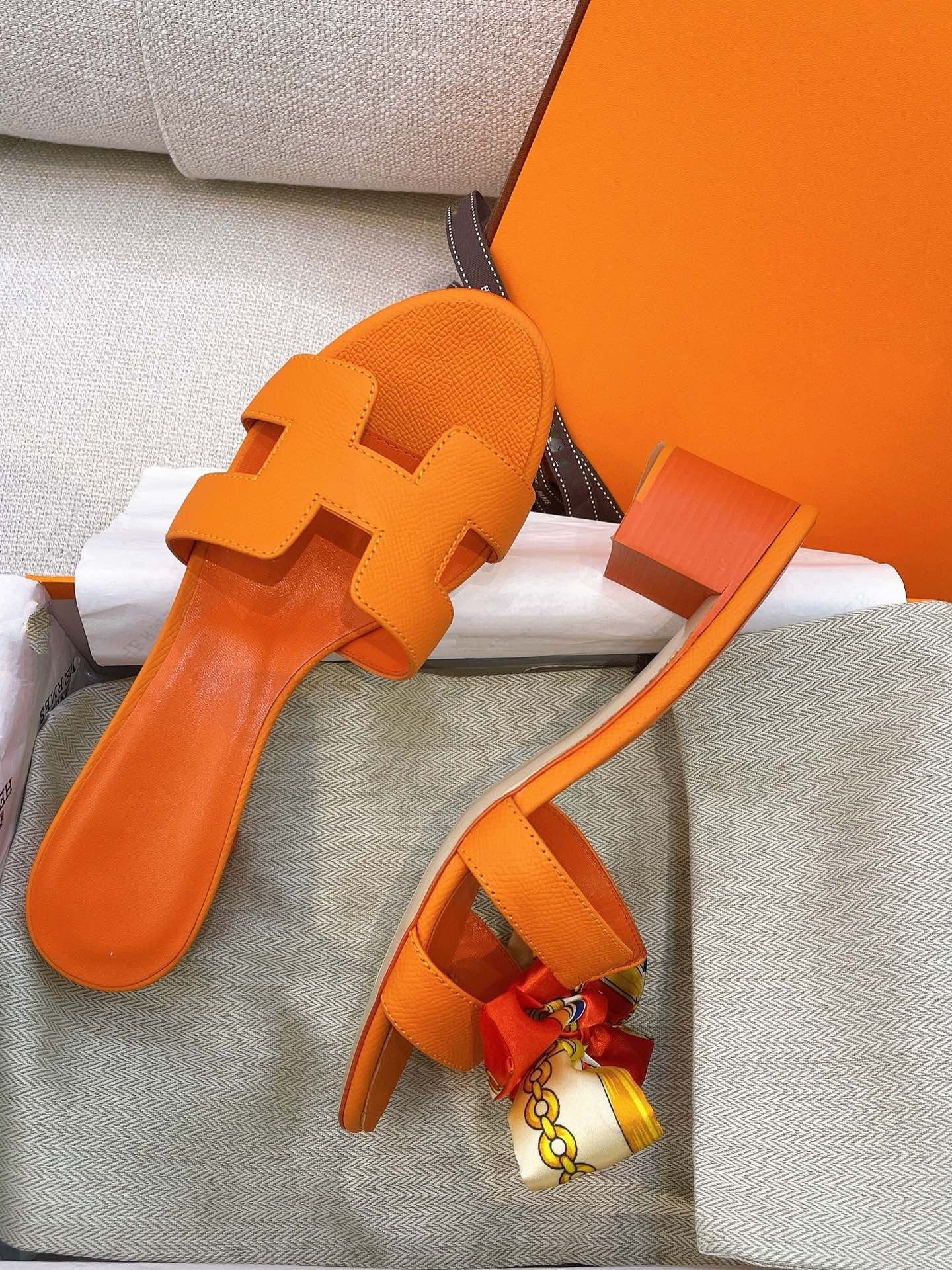 Oasis Sandal Epsom Calfskin Orange