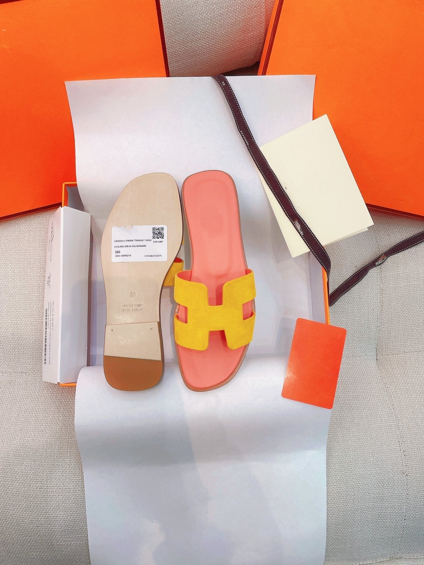 0ran Sandal Light Pink/Yellow Suede