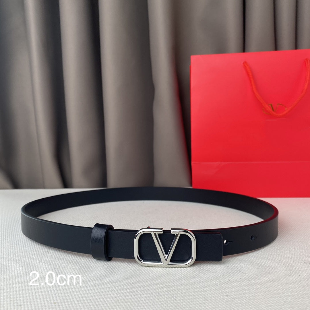 REVERSIBLE VLOGO SIGNATURE BELT IN GLOSSY ALL BLACK CALFSKIN SHW 20 MM