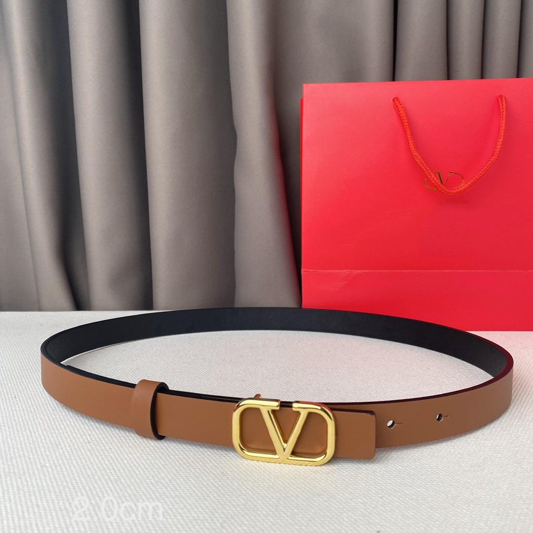 REVERSIBLE VLOGO SIGNATURE BELT IN GLOSSY BROWN BLACK CALFSKIN GHW 20 MM