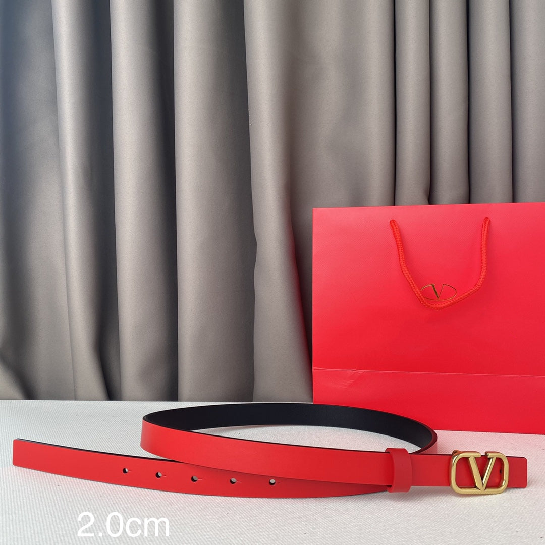 REVERSIBLE VLOGO SIGNATURE BELT IN GLOSSY BLACK RED CALFSKIN GHW 20 MM