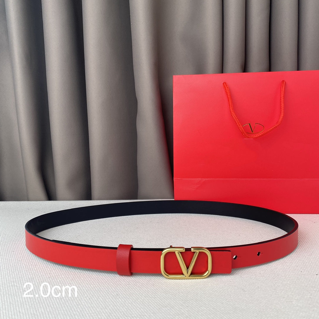 REVERSIBLE VLOGO SIGNATURE BELT IN GLOSSY BLACK RED CALFSKIN GHW 20 MM