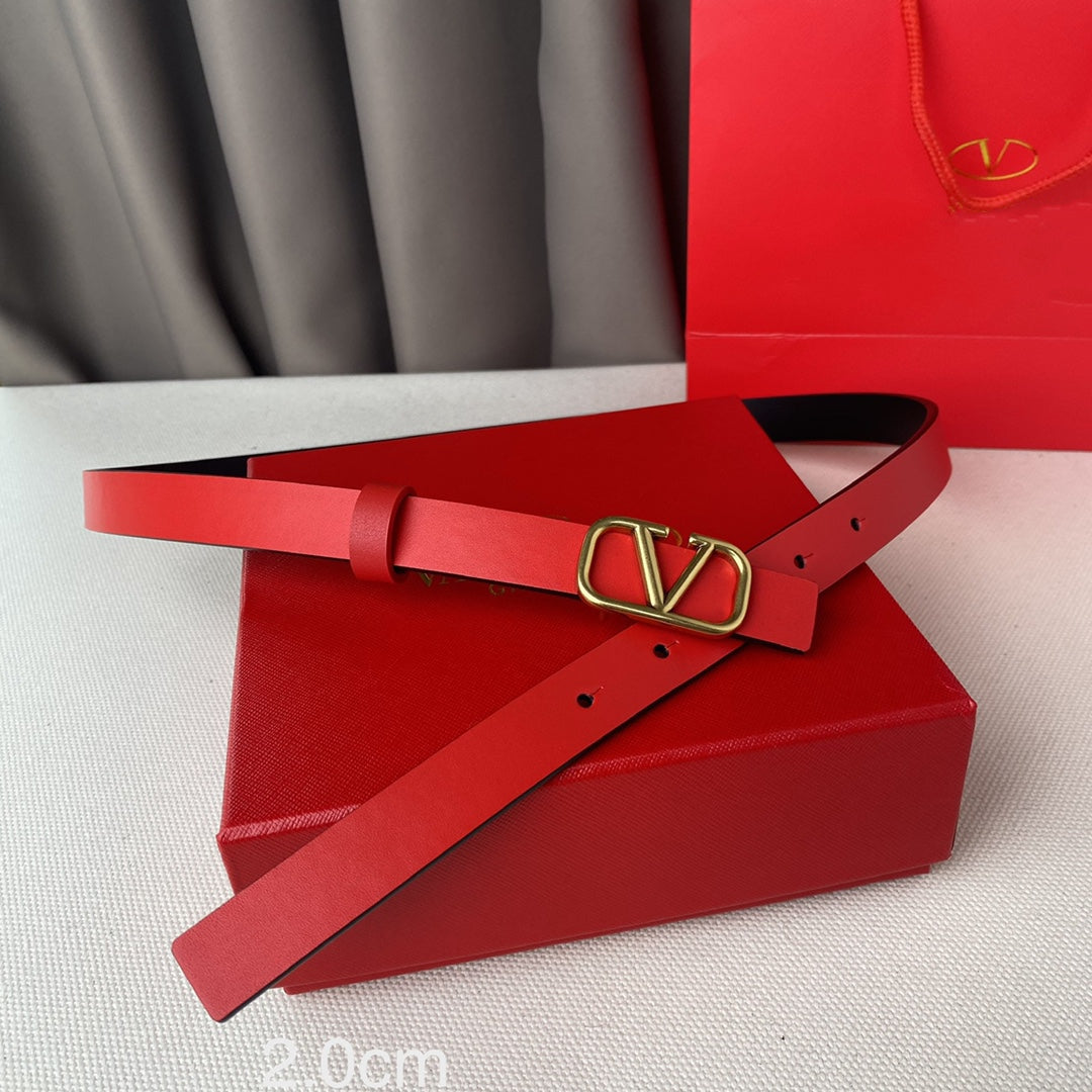 REVERSIBLE VLOGO SIGNATURE BELT IN GLOSSY BLACK RED CALFSKIN GHW 20 MM