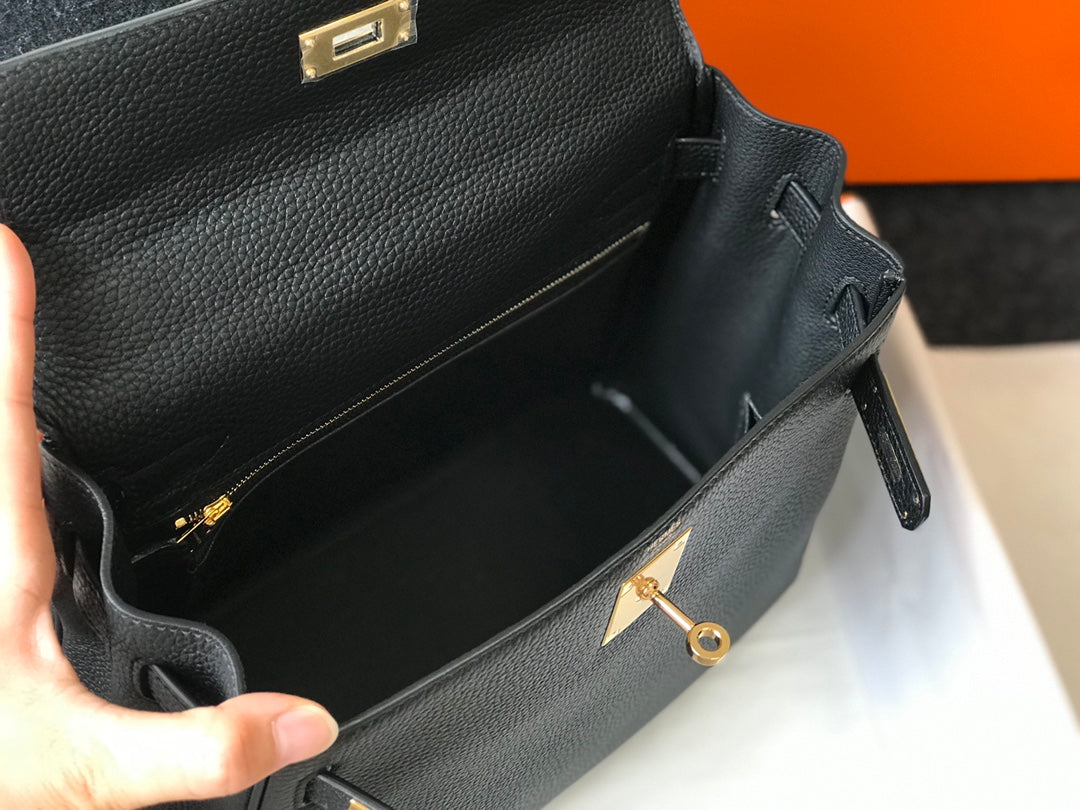 hm kelly 32cm black togo leather gold hardware