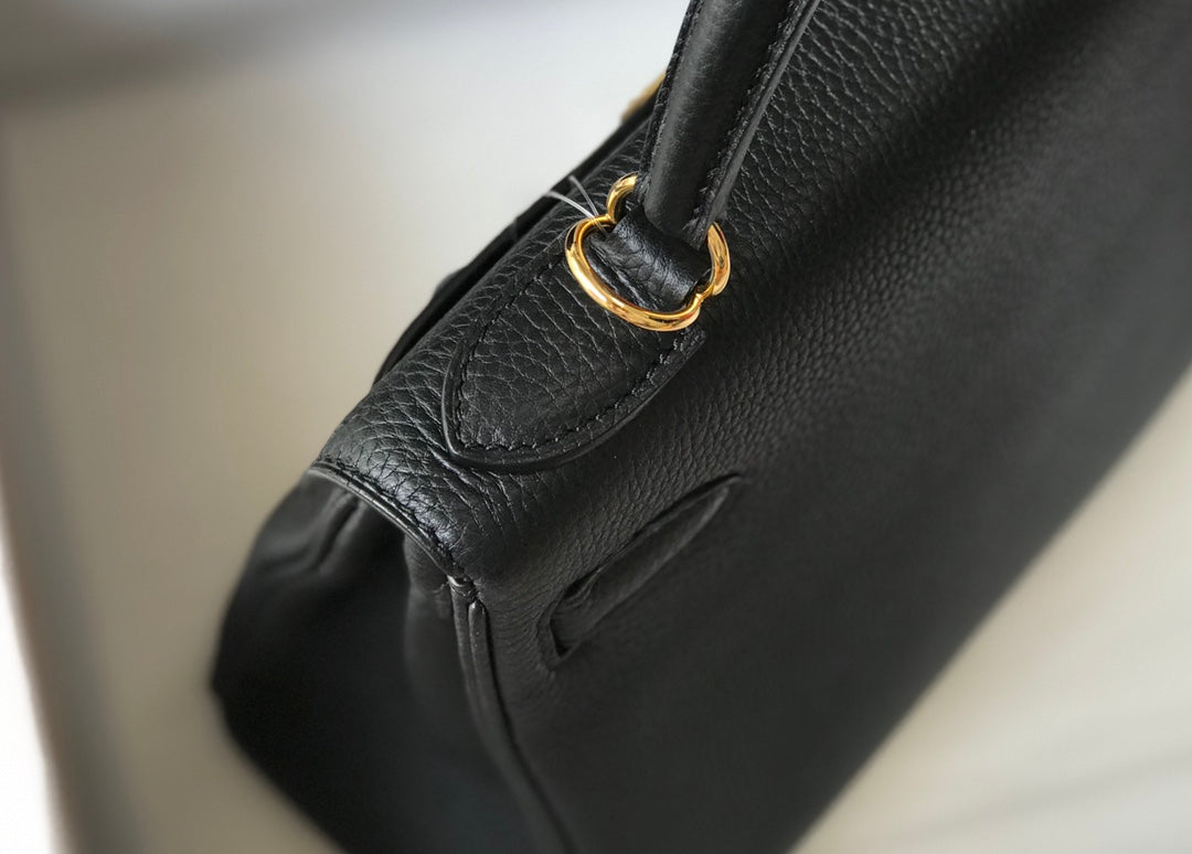 HM KELLY 32CM BAG IN BLACK TOGO GOLD HARDWARE