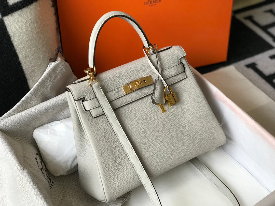 hm kelly 32cm white togo leather gold hardware