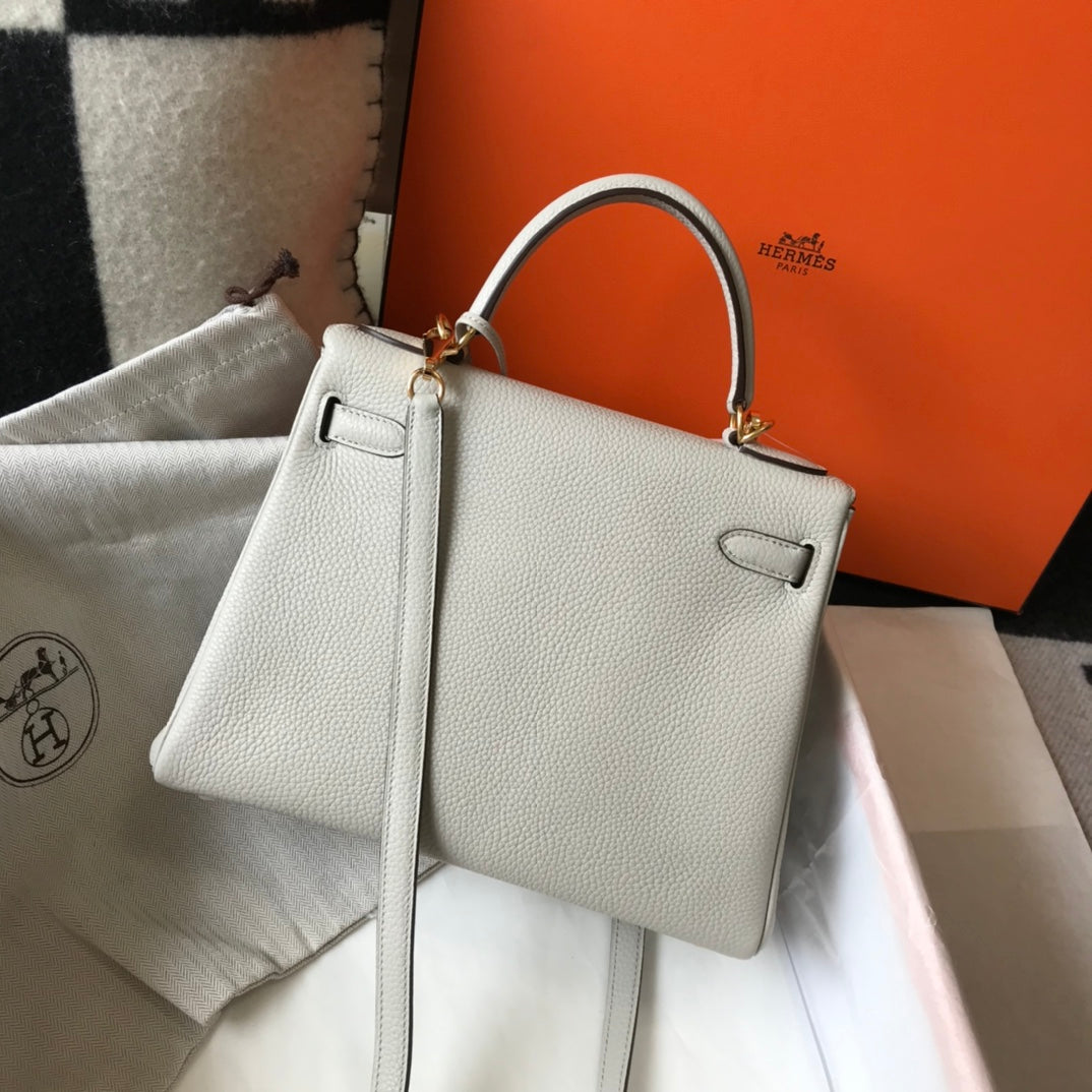 hm kelly 32cm white togo leather gold hardware