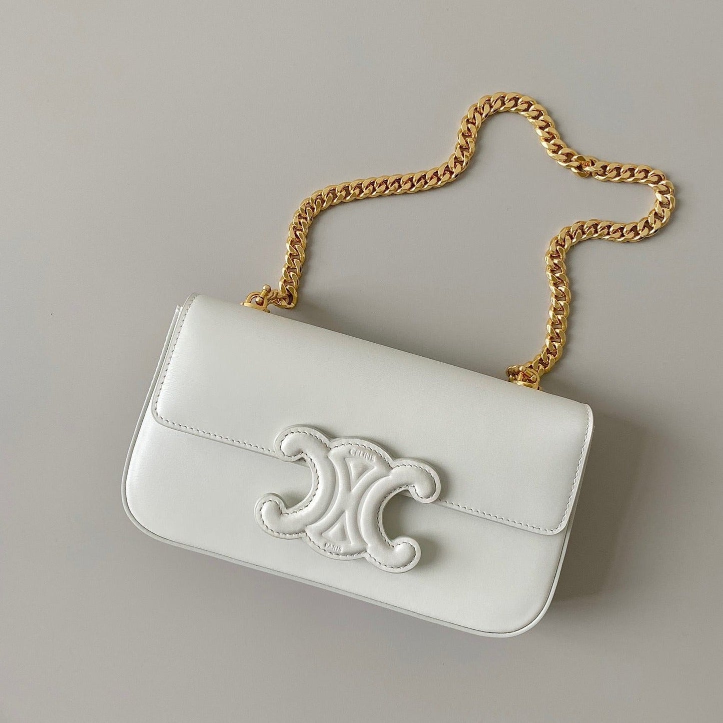 20 CHAIN EMBOSSED ARMPIT BAG WHITE CALFSKIN