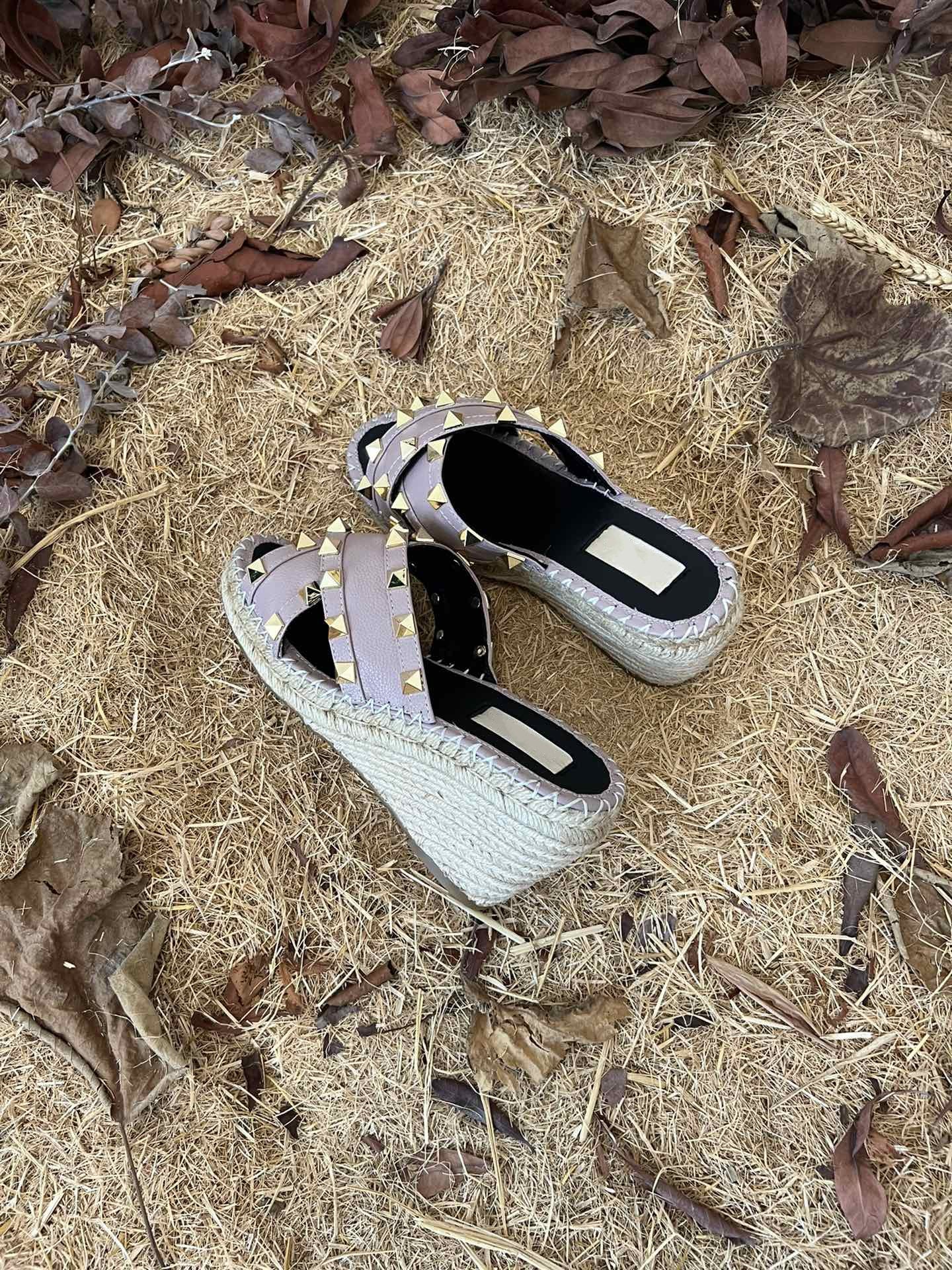 Rockstud Crisscross Espadrilles 80mm Sandal Wedges Black Purple