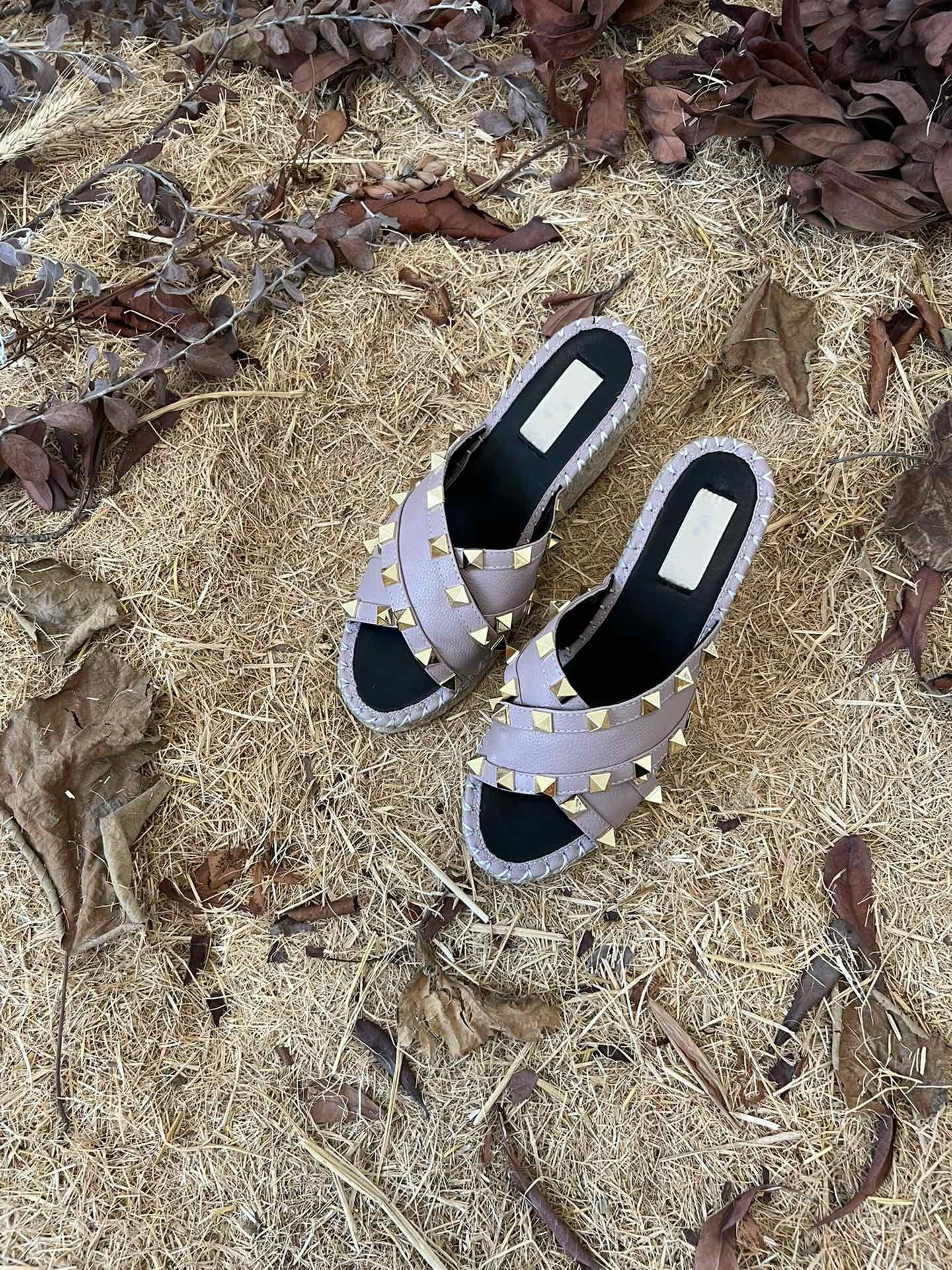 Rockstud Crisscross Espadrilles 80mm Sandal Wedges Black Purple