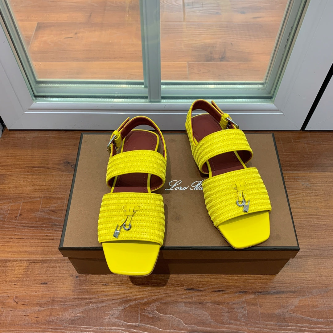 Springthly Charms flat sandals Yellow Maroon Calfskin