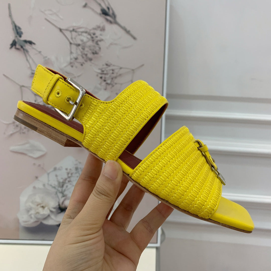 Springthly Charms flat sandals Yellow Maroon Calfskin