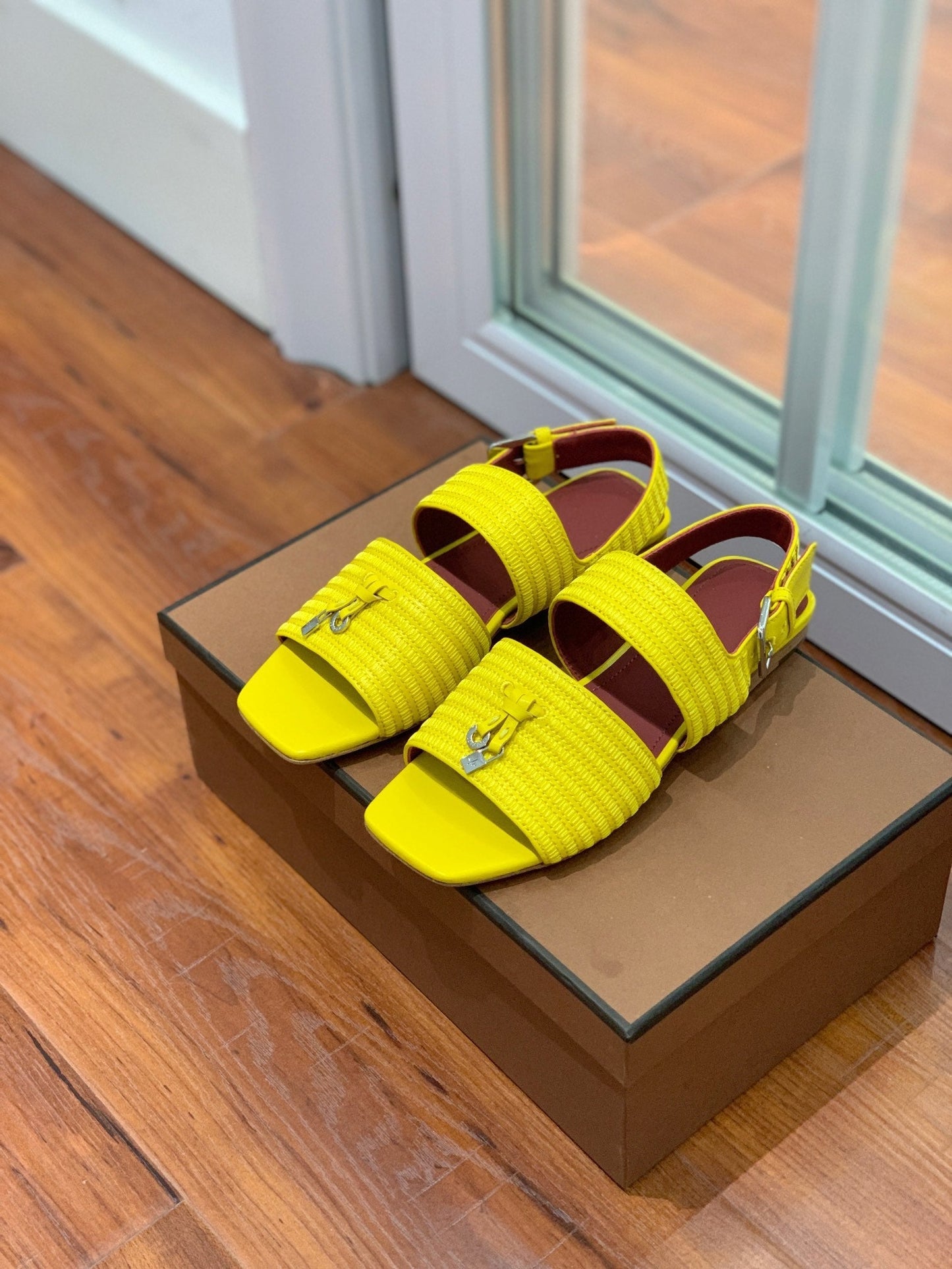 Springthly Charms flat sandals Yellow Maroon Calfskin