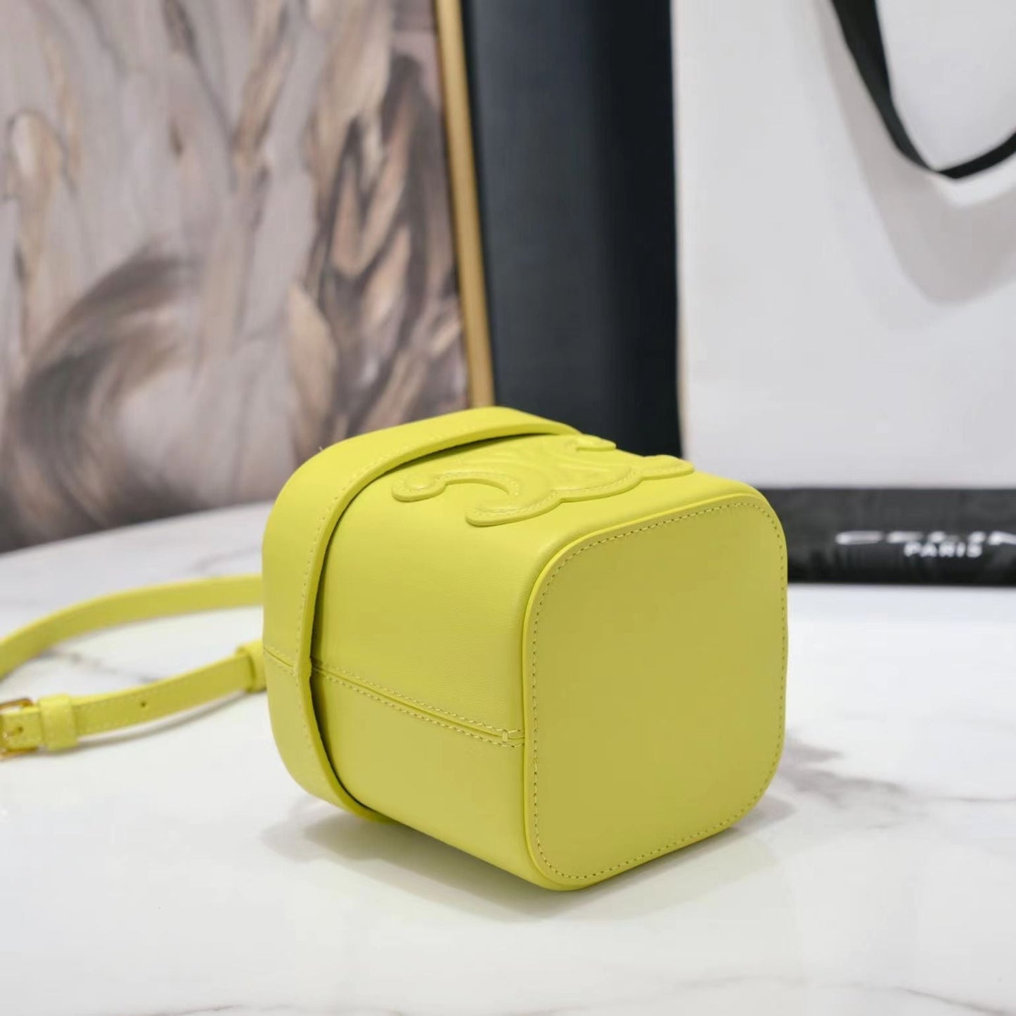 SQUARE BOX CROSSBODY BAG 11 LEMON YELLOW  CALFSKIN