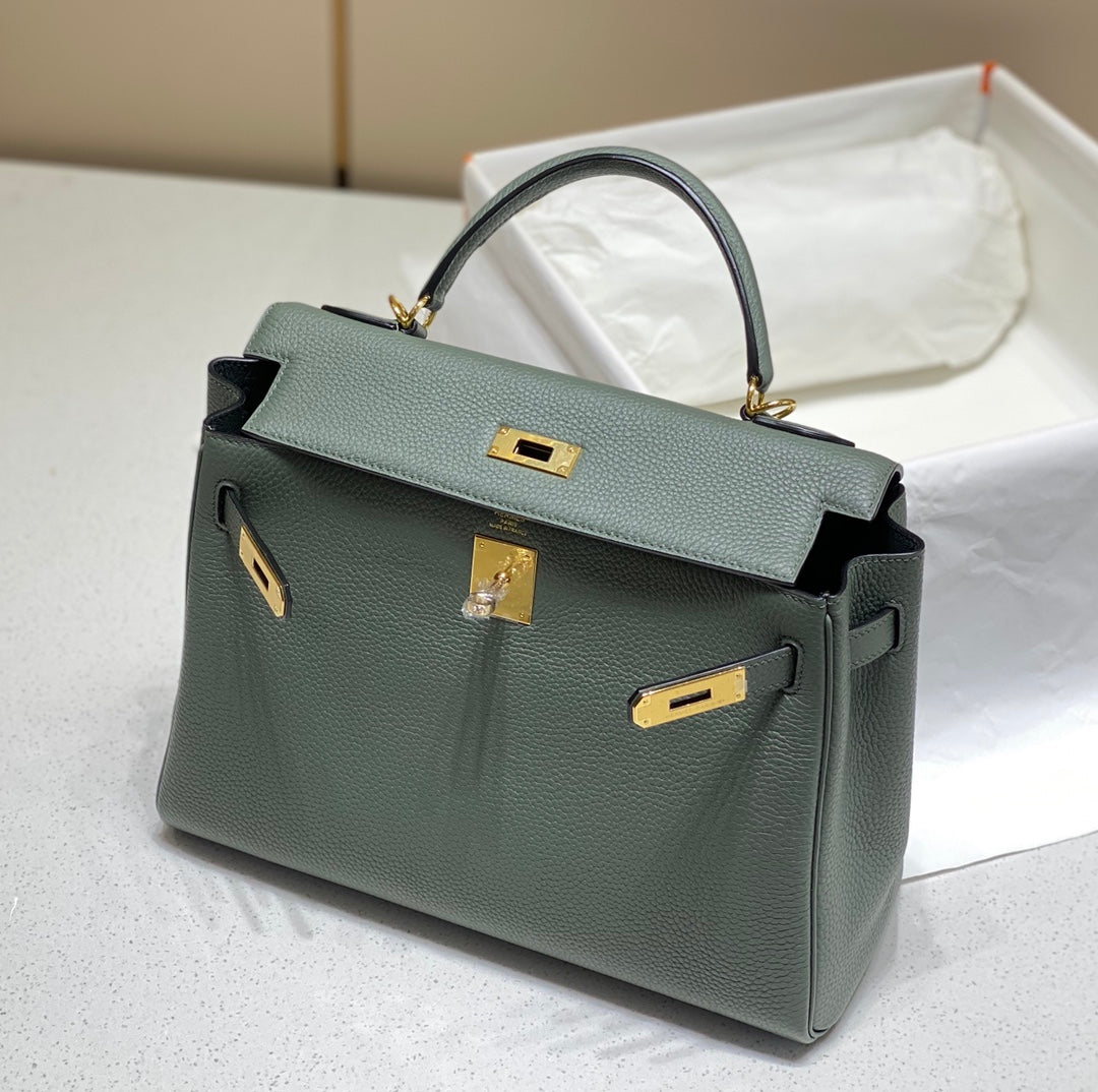 hm kelly 32cm almond green togo leather gold hardware