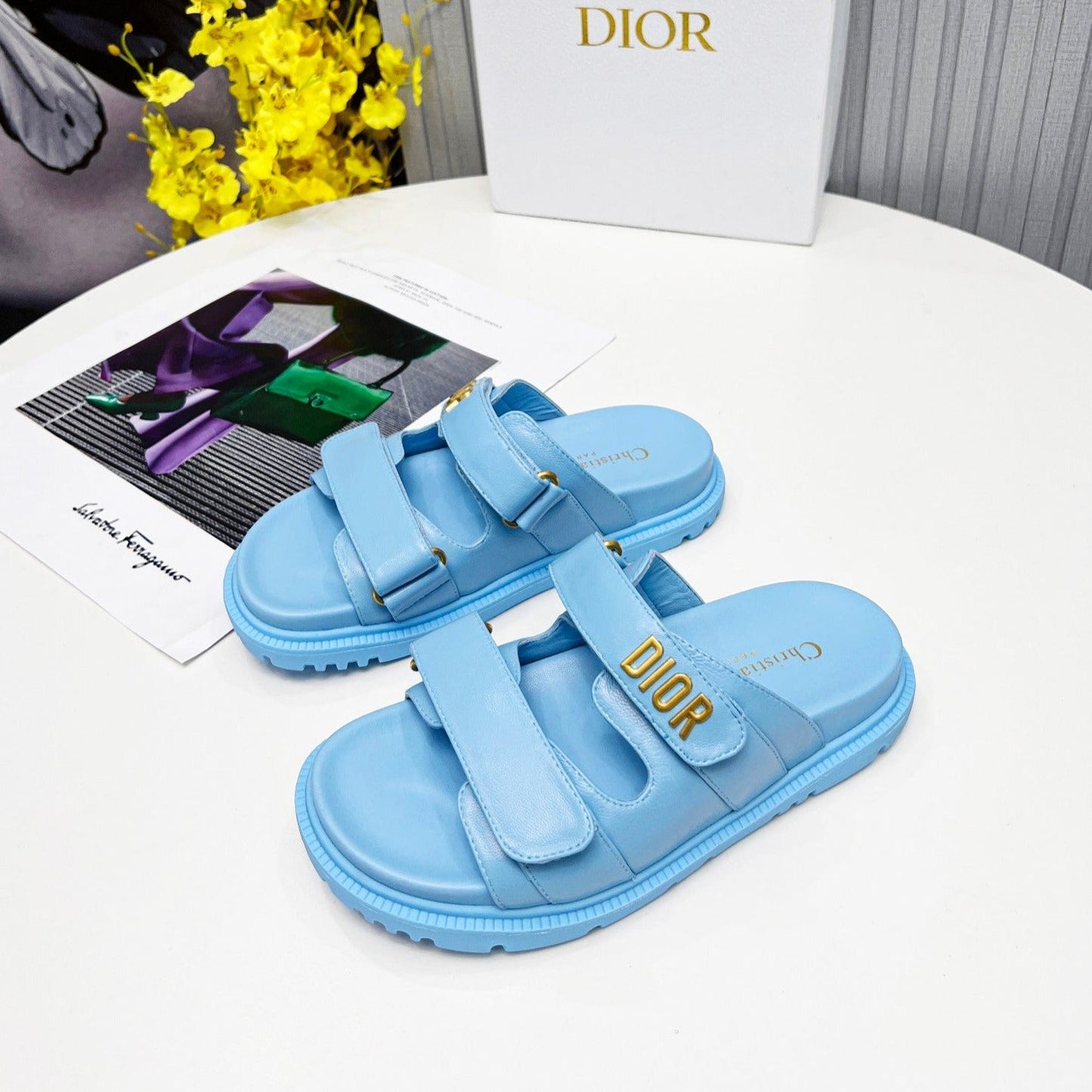 cd dioract dad sandal mule cloud blue lambskin