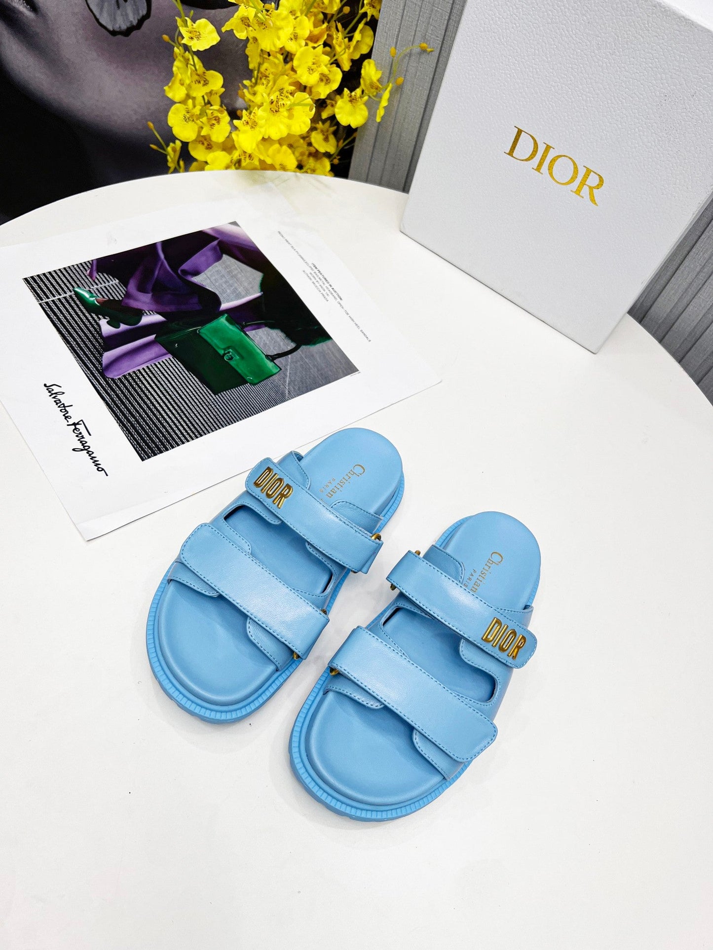 cd dioract dad sandal mule cloud blue lambskin