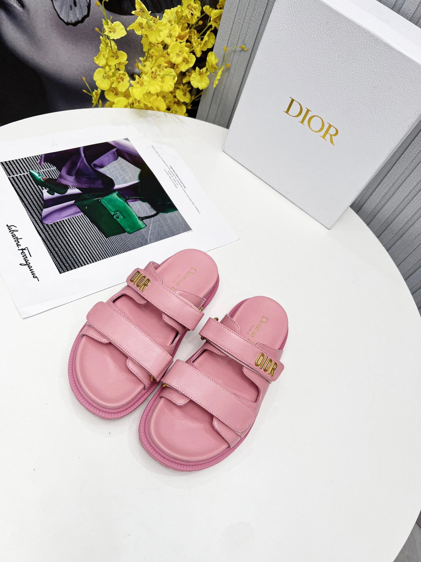 cd dioract dad sandal mule pink lambskin