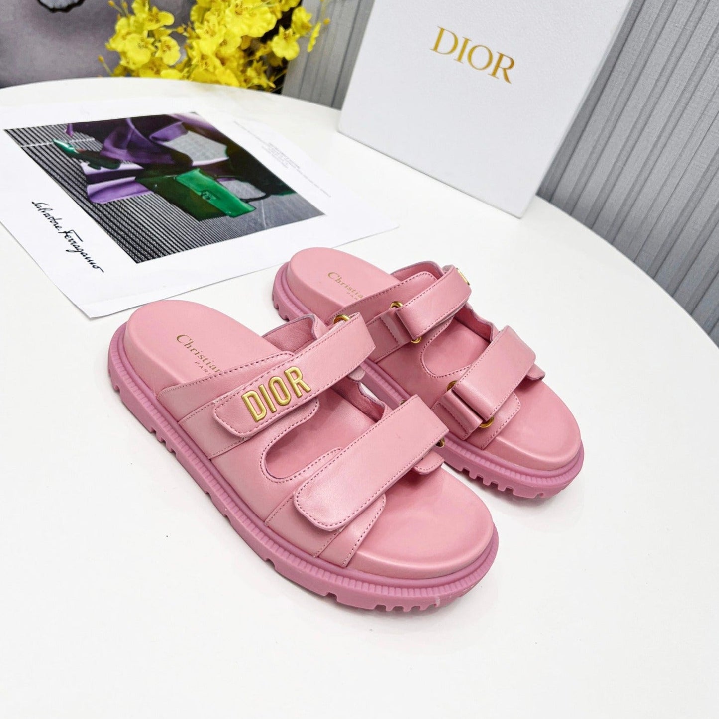 cd dioract dad sandal mule pink lambskin