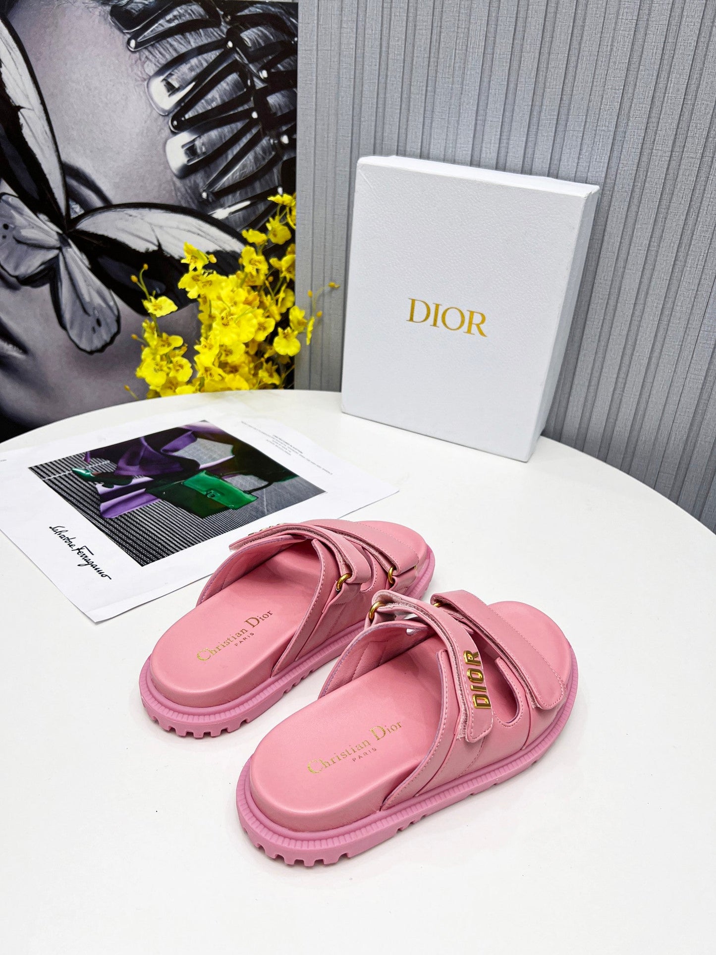 cd dioract dad sandal mule pink lambskin