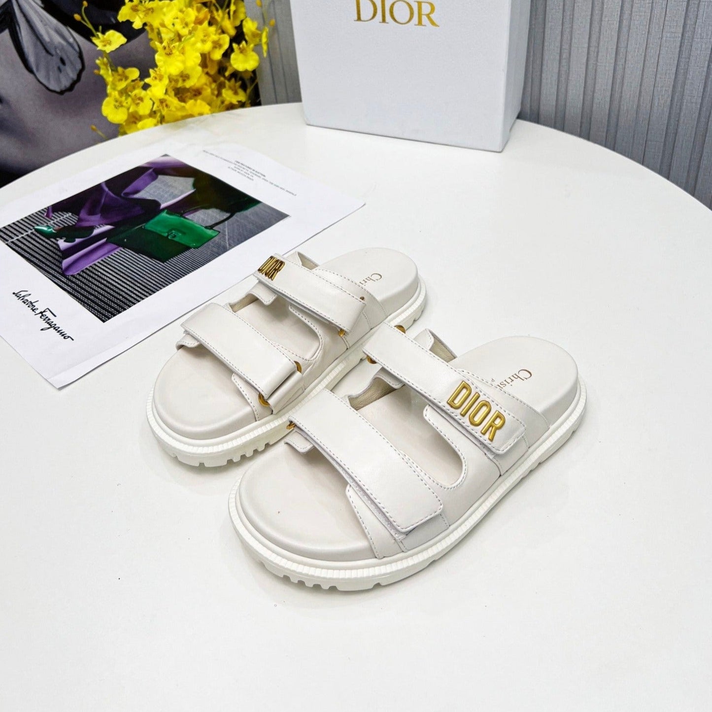 cd dioract dad sandal mule white lambskin