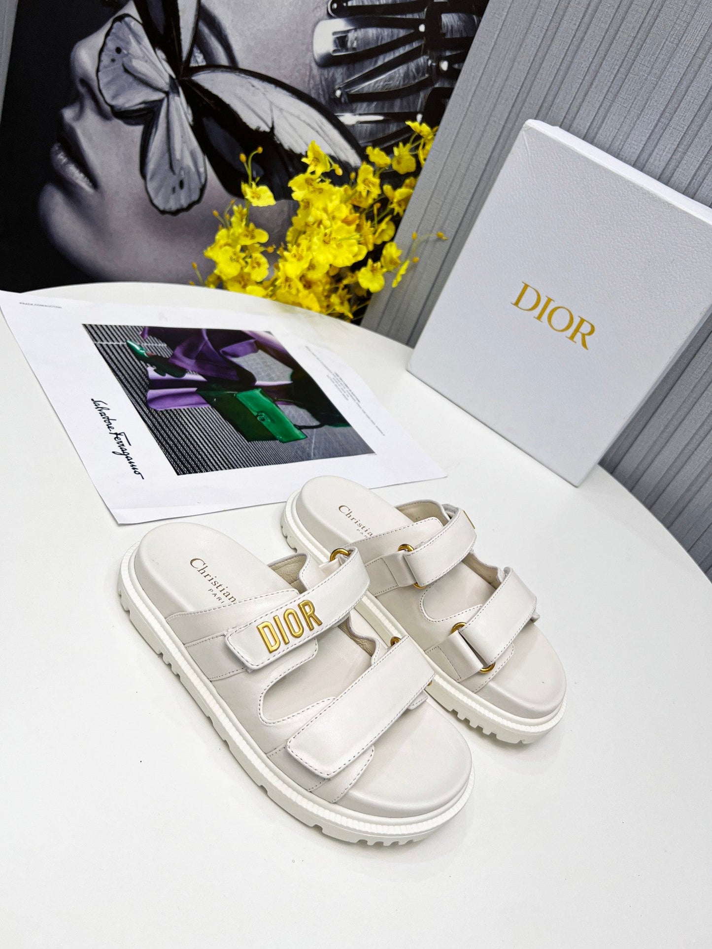 cd dioract dad sandal mule white lambskin