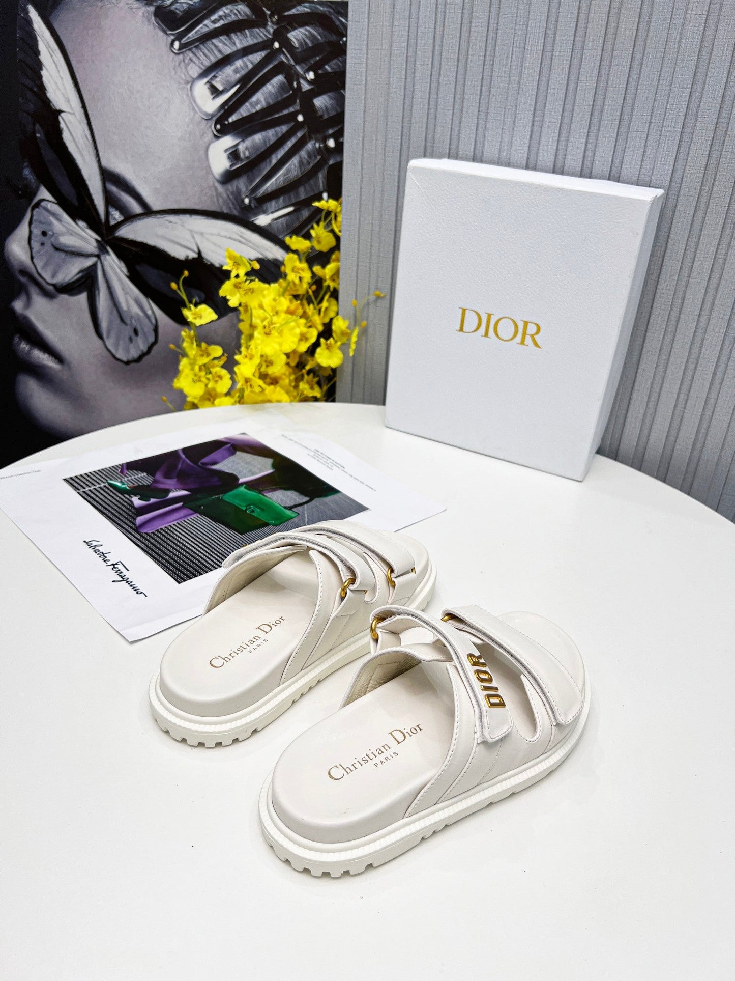 cd dioract dad sandal mule white lambskin