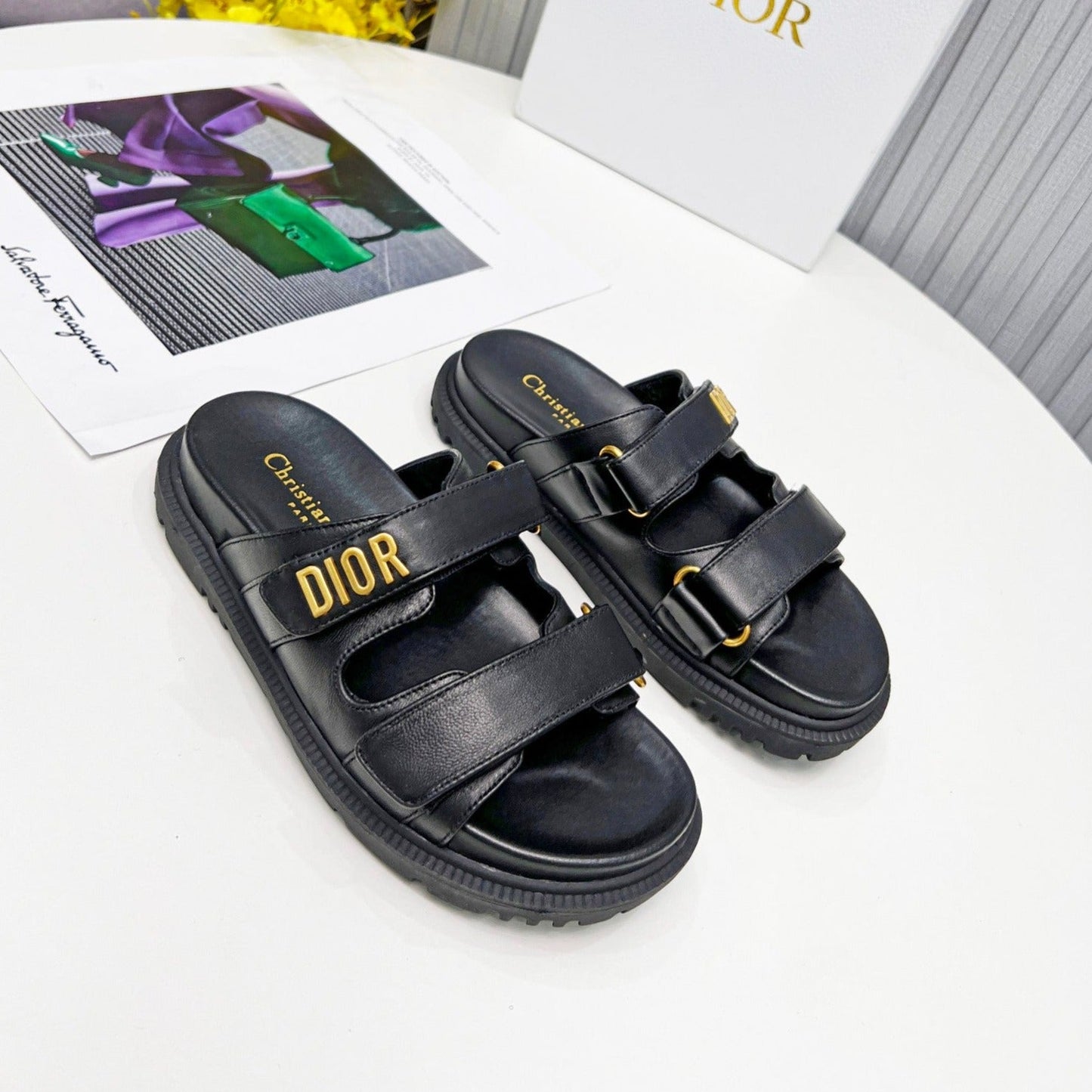 cd dioract dad sandal mule black lambskin