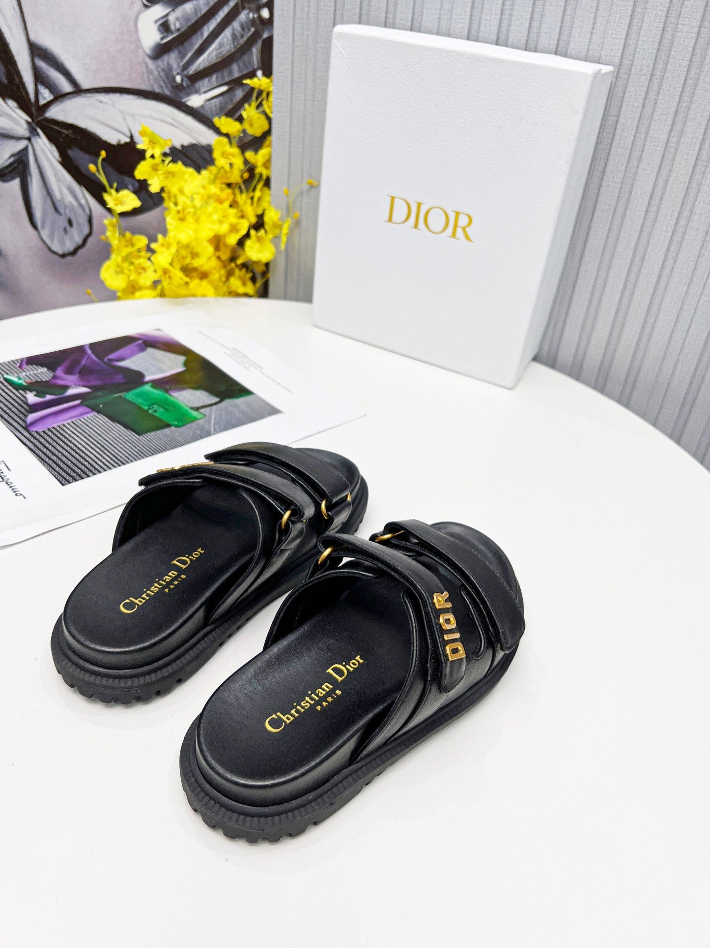 cd dioract dad sandal mule black lambskin