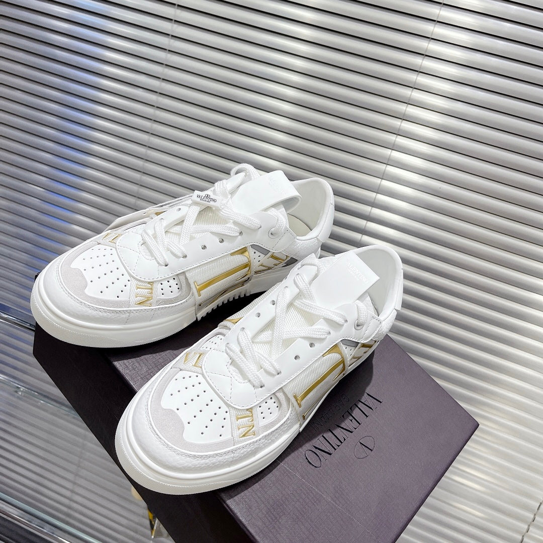 Valenti Low Top VL7N White Mix Gold Calfskin And Canvas 993725