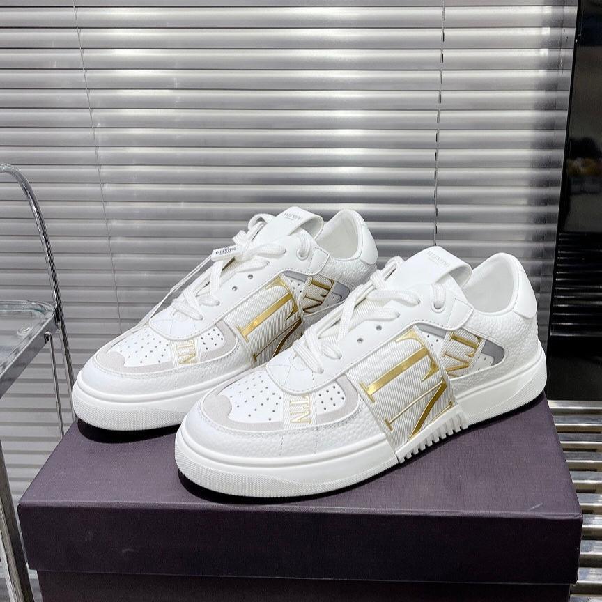 Valenti Low Top VL7N White Mix Gold Calfskin And Canvas 993725