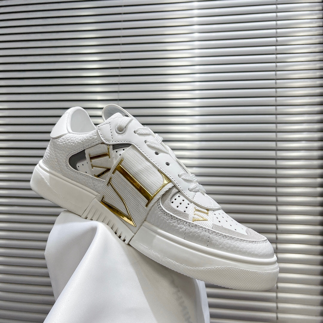 Valenti Low Top VL7N White Mix Gold Calfskin And Canvas 993725