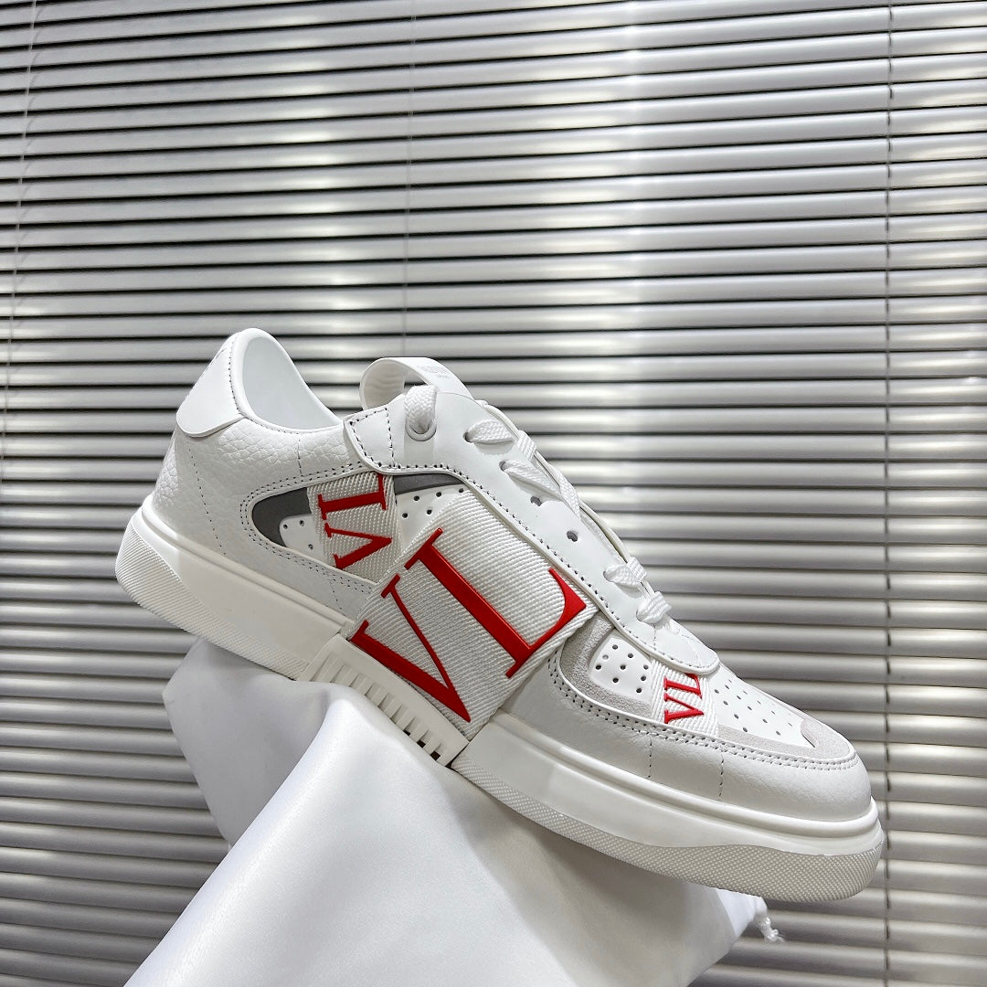 Valenti Low Top VL7N White Mix Red Calfskin And Canvas 993727