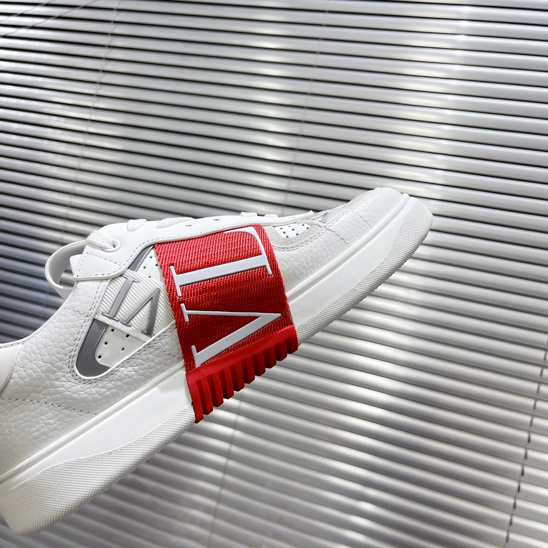 Valenti Low Top VL7N White Mix Red Calfskin And Canvas 993732