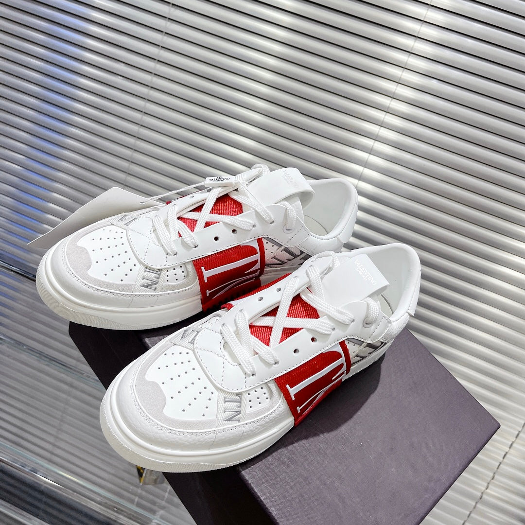 Valenti Low Top VL7N White Mix Red Calfskin And Canvas 993732