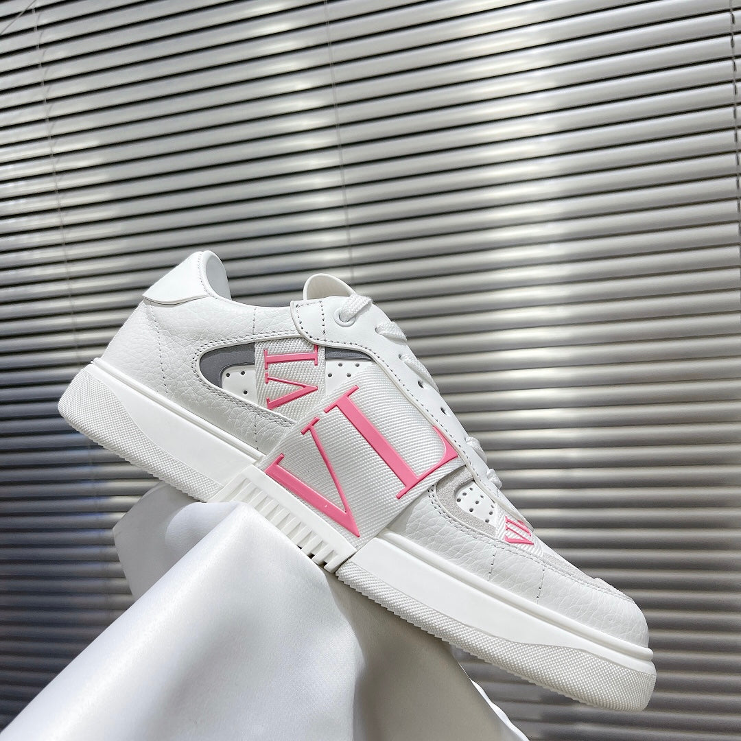 Valenti Low Top VL7N White Mix Light Pink Calfskin And Canvas 993733