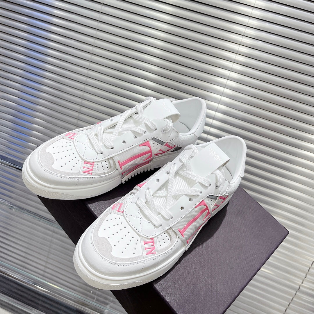 Valenti Low Top VL7N White Mix Light Pink Calfskin And Canvas 993733