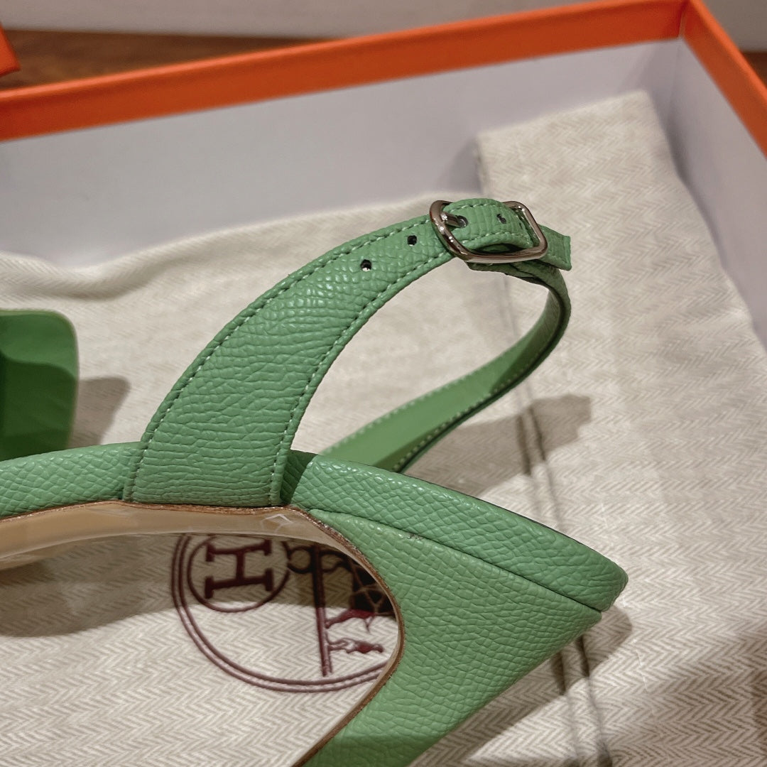 SLINGBACK SANDAL ETERNITE 105 EMERALD LAMBSKIN