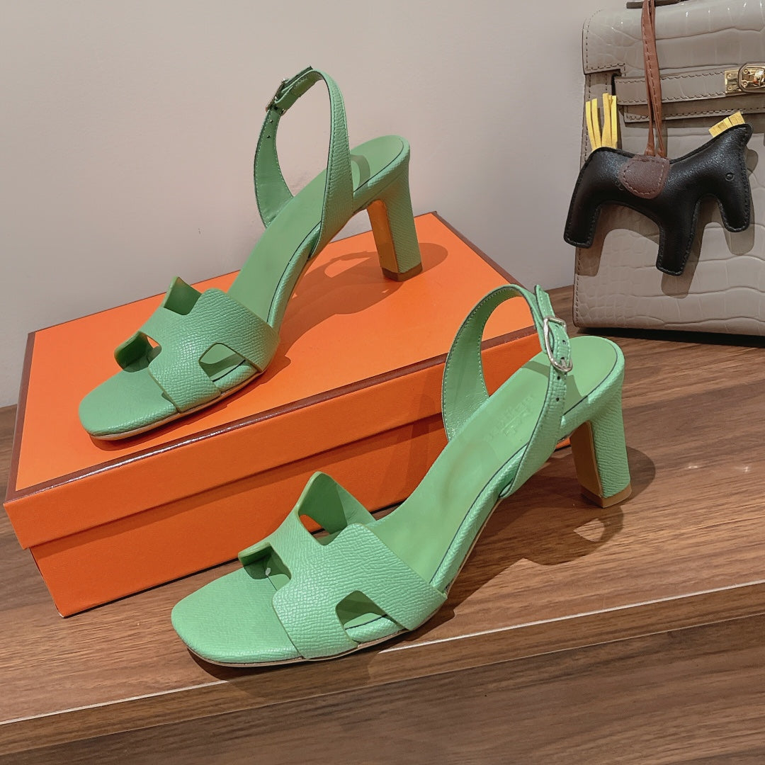 SLINGBACK SANDAL ETERNITE 75 EMERALD LAMBSKIN