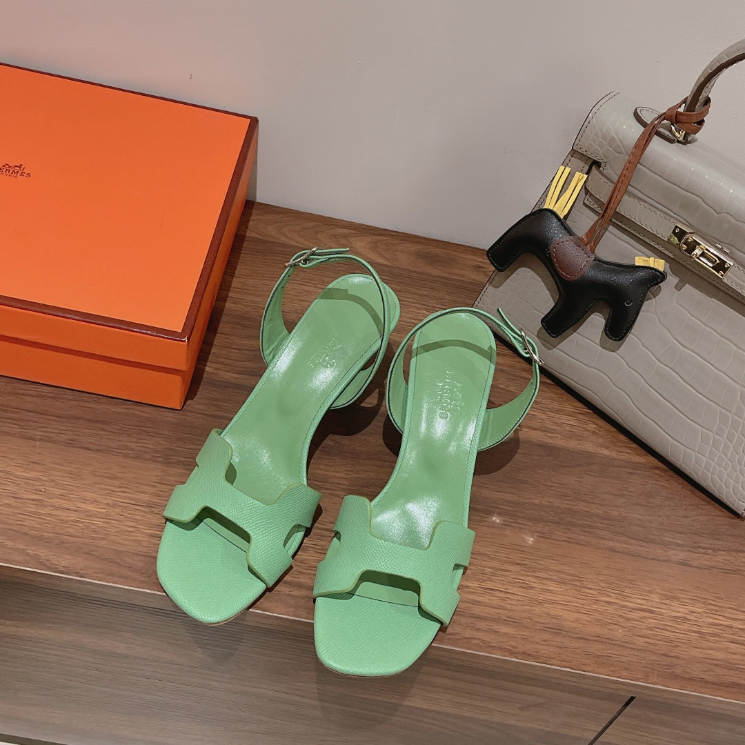 SLINGBACK SANDAL ETERNITE 75 EMERALD LAMBSKIN